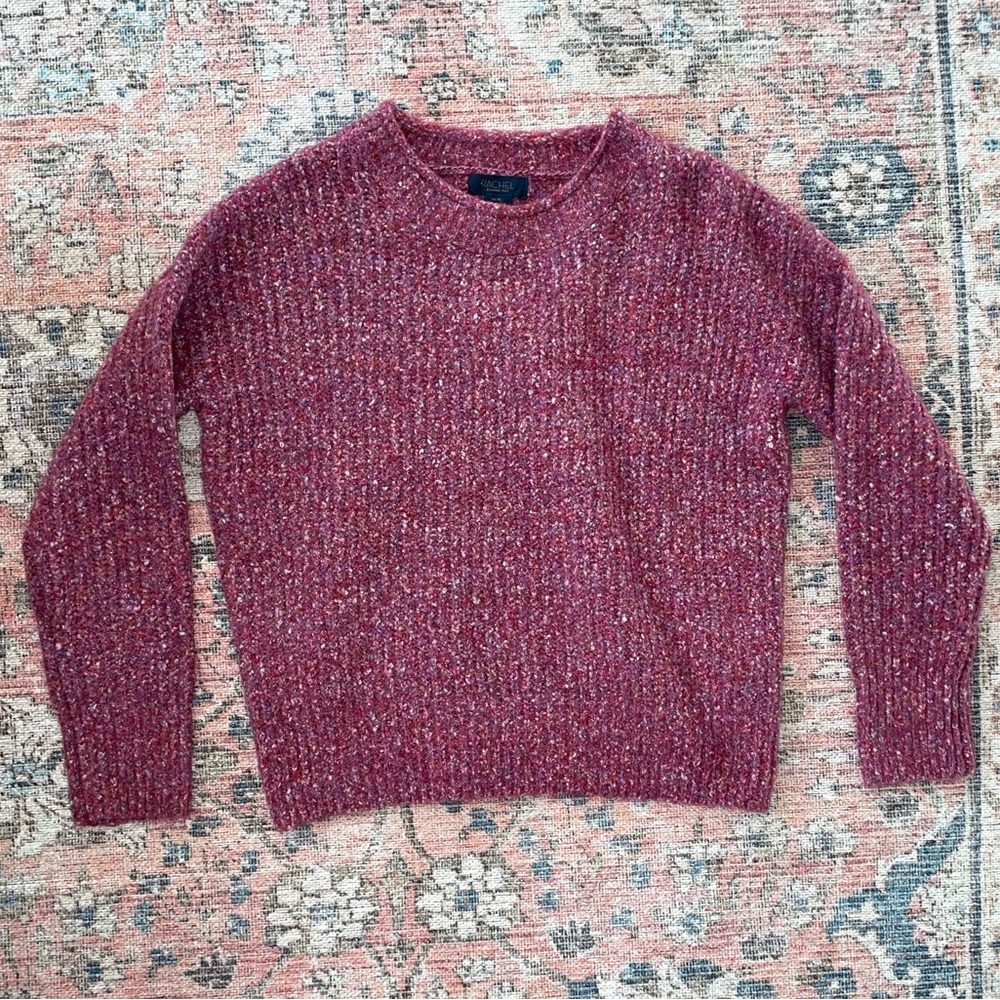 Maroon/Pink Soft Rachel Roy Pullover Crew Sweater - Size XS